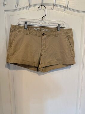 Mossimo target Y2K women’s low rise Midi khaki tan chino cotton blend Shorts 12
